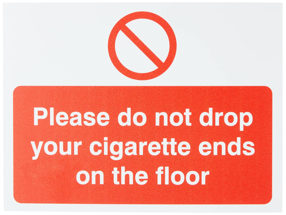 Prohibition Sign Cigarette Ends Plastic 15 x 20 cm