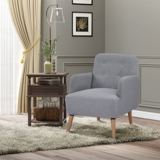 HOMCOM Armchair Light Grey PL (Polyester), Eucalyptus Wood, Sponge