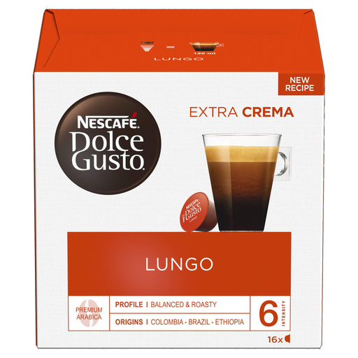 NESCAFÃ‰ Dolce Gusto Lungo Caffeinated Ground Coffee Pods Box Lungo 7 g Pack of 16