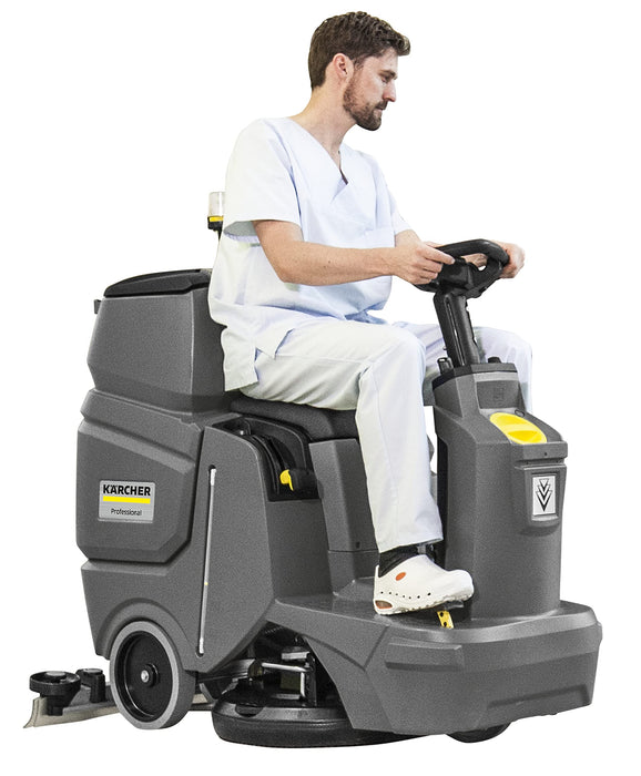 Kärcher Cordless Scrubber Dryer Professional Ride-On/Step-On BD 50/70 R Classic Grey Fresh Water Capacity 70L & Dirt Water Capacity 75L