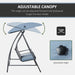 OutSunny Swing Chair Metal, PL (Polyester) Fabric, PE (Polyethylene) rattan, Grey 1,240 x 1,980 x 1,790 mm