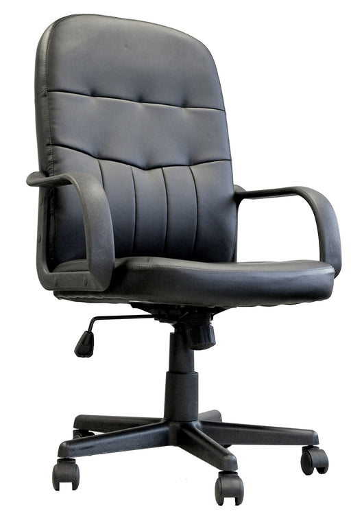 Nautilus Designs Ltd. High Back Bonded Leather Manager Chair with Integrated Lumbar Support - Black