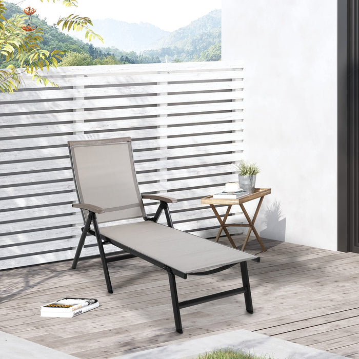 OutSunny Sun Lounger Aluminium, PP (Polypropylene), Mesh 1,440 x 690 x 1,110 mm Brown