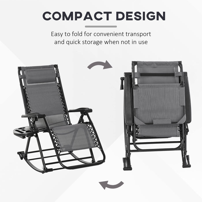 OutSunny Rocking Chair Steel Frame Grey 670 x 1,020 mm