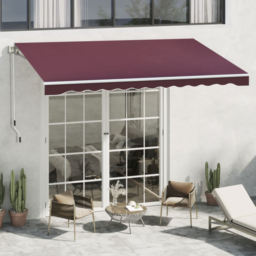 OutSunny Manual Retractable Awning, 3x2.5 m-Red