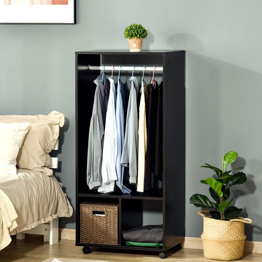 HOMCOM Wardrobe Aluminium, Particle Board Black 40 x 60 x 128 cm