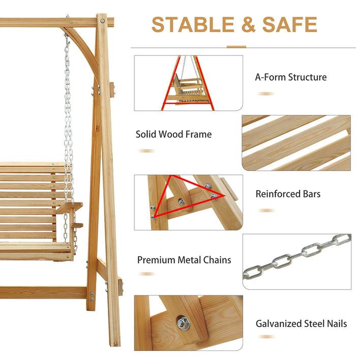 OutSunny Swing Bench Larch Wood Brown 1,250 x 1,850 mm