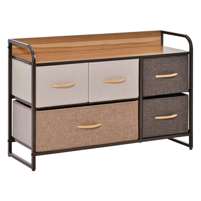 HOMCOM Storage Chest Linen, Steel, MDF (Medium-Density Fibreboard) Multicolour 87.5 x 29 x 5.8 cm