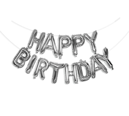 On the Wall Balloons Happy Birthday Silver 21418 Set of 17