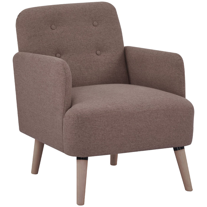 HOMCOM Armchair Brown PL (Polyester), Eucalyptus Wood, Sponge