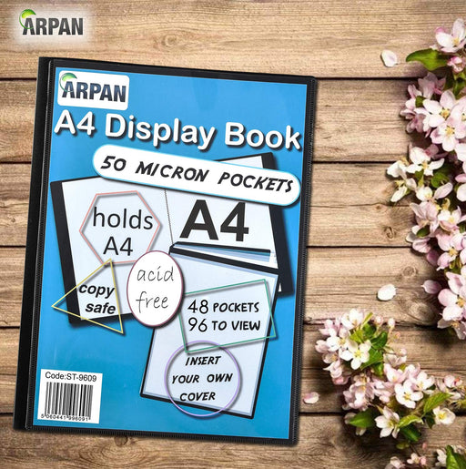 ARPAN Display Book A4 Black 48 Pockets Polypropylene 24 x 30 x 1 cm