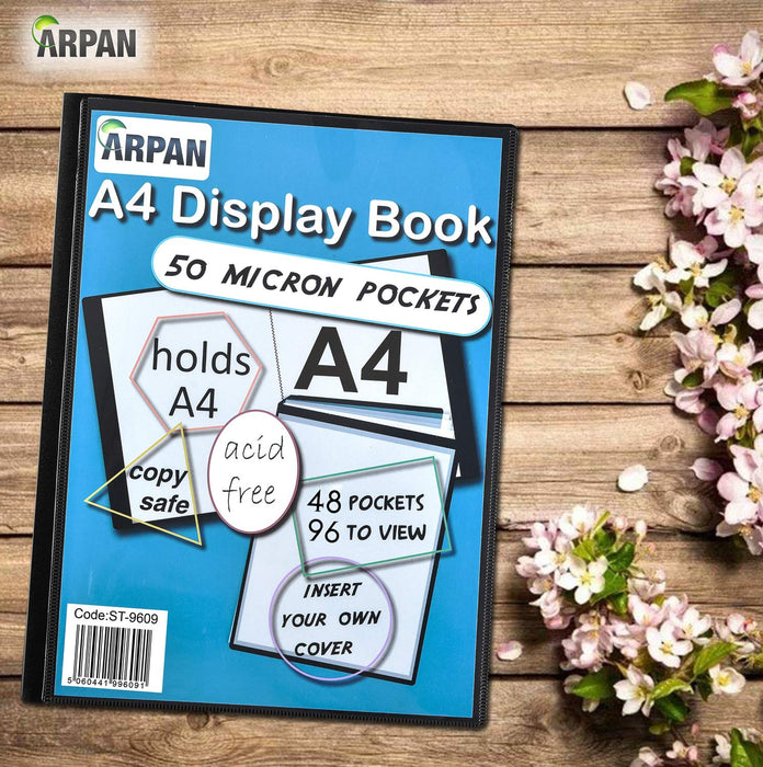 ARPAN Display Book A4 Black 48 Pockets Polypropylene 24 x 30 x 1 cm