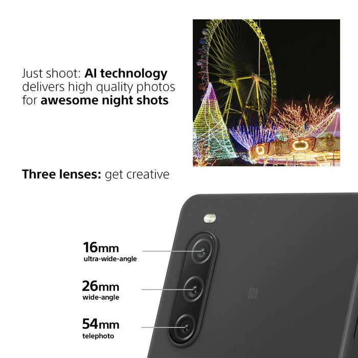 Sony Xperia 10 V 6.1 Inch Qualcomm Snapdragon 695 5G 6GB RAM 128GB Storage Android 13 Black Mobile Phone