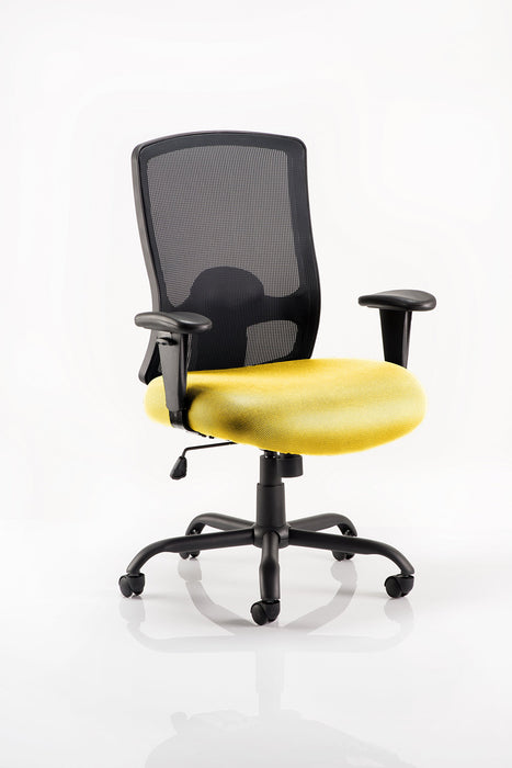 Dynamic Tilt & Lock Heavy Duty Chair Height Adjustable Arms Portland HD Senna Yellow Seat Without Headrest High Back