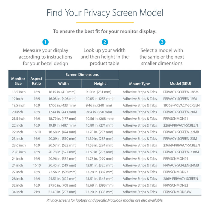 StarTech.com 22 Inch Anti-Glare Blue Light Reducing Monitor Privacy Screen