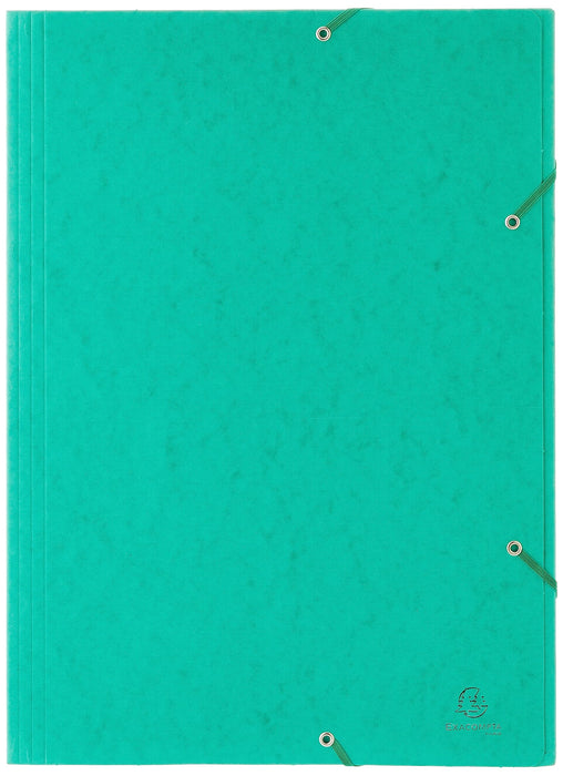 Exacompta 3 Flap Folder 59515E Green Mottled Pressboard Pack of 5