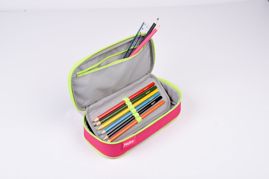 Helix Jumbo Pencil Case 11 x 6.2 x 22.8 cm Neon/Pink