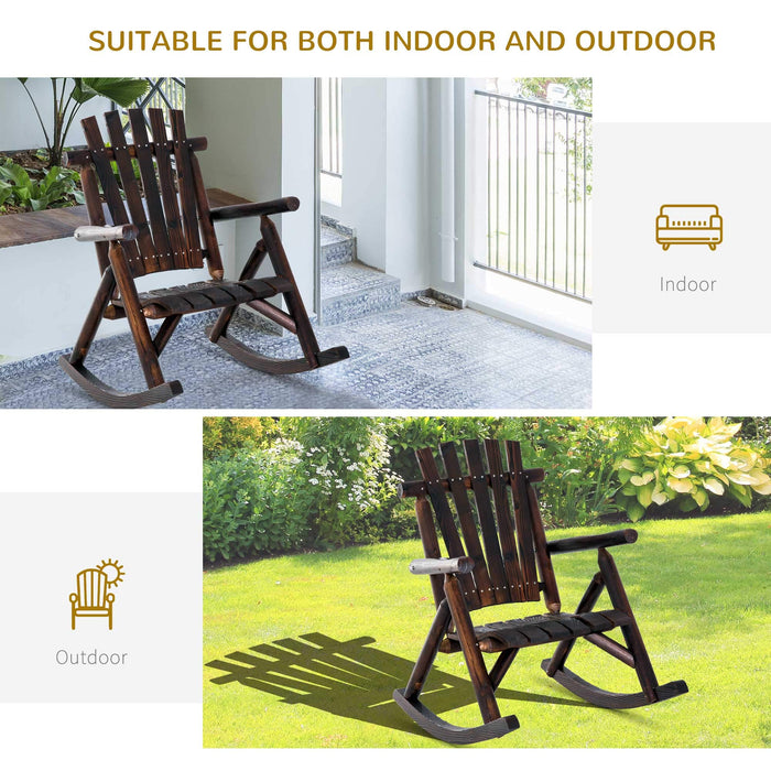 OutSunny Fir Wood Rocking Chair Brown