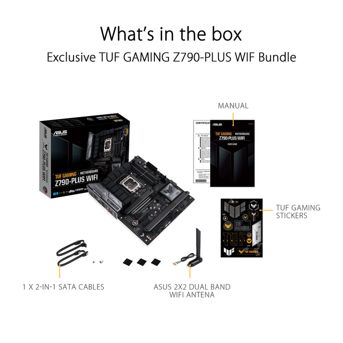 ASUS TUF GAMING Z790-PLUS WIFI - Motherboard - ATX - LGA1700 Socket - Z790 Chipset - USB 3.2 Gen 1, USB 3.2 Gen 2, USB4, USB-C 3.2 Gen2, USB-C 3.2 Gen 2x2 - 2.5 Gigabit LAN, Bluetooth, Wi-Fi - onboard graphics (CPU required) - HD Audio (8-channel)