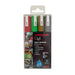 Uni-ball Chalk Marker PWE-5M CHRISTMAS Bullet 2.5 mm Red, Green, Silver, Gold Pack of 4