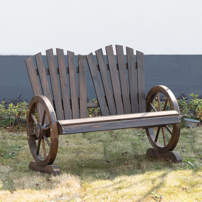 OutSunny Garden Bench Fir Logs Brown 660 x 950 mm