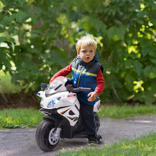 HOMCOM Kids 6V Electric Pedal Motorcycle Ride-On Toy White