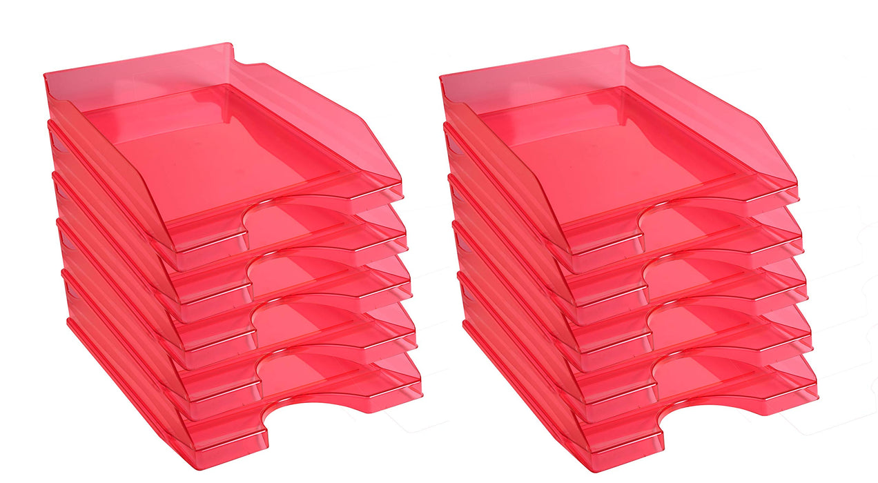 Exacompta Letter Tray 1235D EcoTray Raspberry Pack of 10