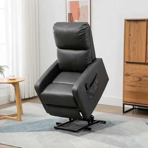 HOMCOM Power Lift Chair Charcoal grey PU (Polyurethane) Leather