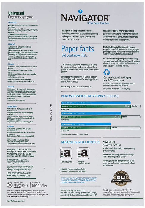 Navigator A4 Printer Paper White 80 gsm Smooth 500 Sheets