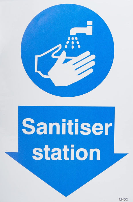 Stewart Superior Health and Safety Sign Sanitiser Station Vinyl Blue, White 30 x 20 cm