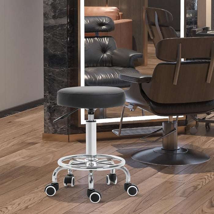 Vinsetto Round Leather Salon Working Beautician Stool Black