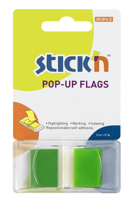 Valuex Pop-Up Flags Page Markers 45x25mm Green (Pack 50) - 26023