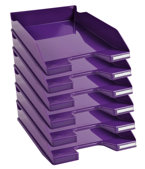 Exacompta Letter Tray Combo Midi Glossy Purple Pack of 6