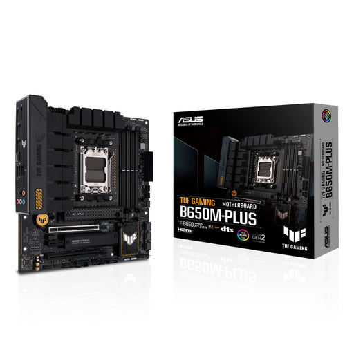 ASUS TUF Gaming B650-Plus - Motherboard - micro ATX - Socket AM5 - AMD B650 Chipset - USB 3.1 Gen 2, USB 3.2 Gen 2, USB-C 3.2 Gen 2x2, USB-C 3.2 Gen 1 - 2.5 Gigabit LAN - onboard graphics (CPU required) - HD Audio (8-channel)