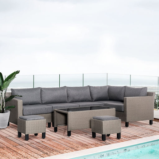 OutSunny Sofa 600 x 1,100 x 480 mm Aluminium, PE (Polyethylene) rattan, PL (Polyester) Grey