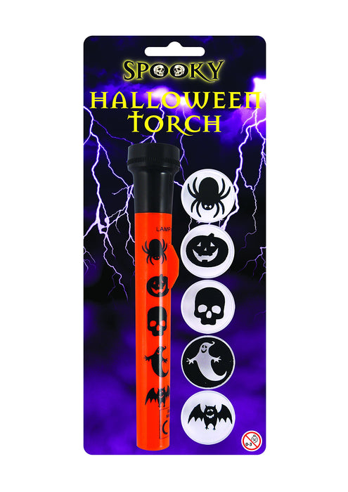 Halloween Light Torch With Spooky Character Covers - 15cm