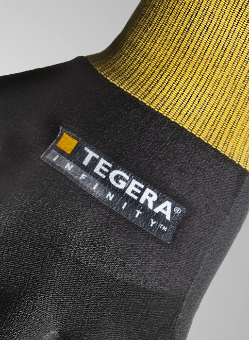 TEGERA Infinity Non-Disposable Handling Gloves Nitrile Foam Size 10 Black, Yellow 6 Pairs