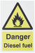 Warning Sign Diesel Fuel Plastic 30 x 20 cm