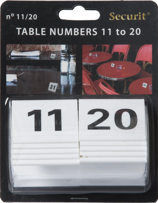 Securit Table Numbers 11-20 white 5.2 x 4.5 x 5.2 cm Pack of 10