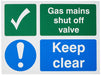 Mandatory Sign Gas Mains Shut Off Plastic 15 x 20 cm