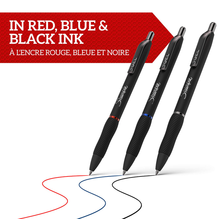 Sharpie Retractable Gel Pen 0.7 mm Black, Blue, Red Pack of 3