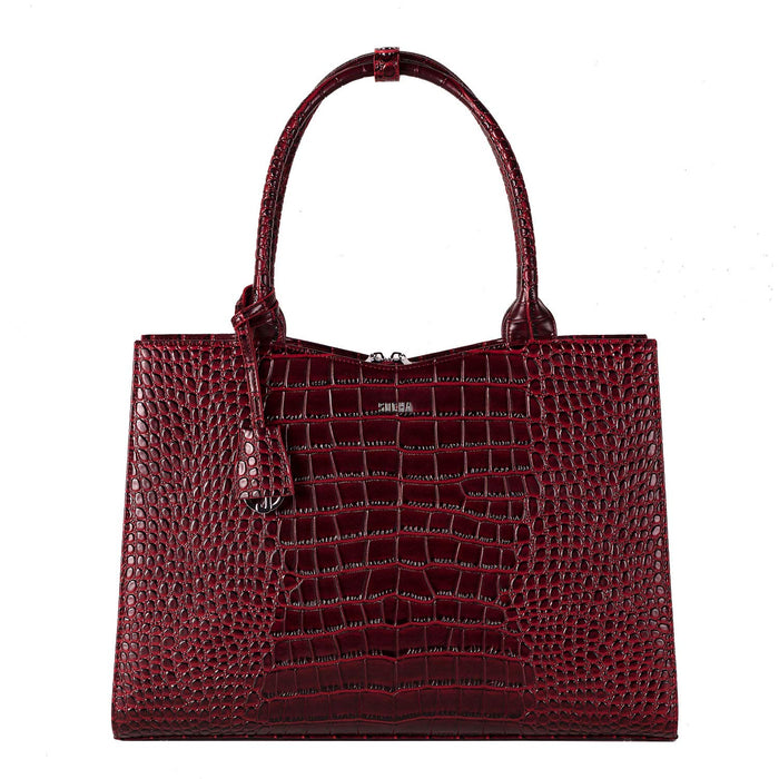 SOCHA Ladies Laptop Bag Croco Burgundy 15.6 Inch Synthetic Leather Wine Red 42 x 13 x 31.5 cm