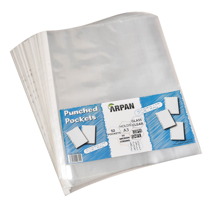 ARPAN Punched Pockets A3 Clear Transparent Polypropylene 11 Holes ST-9611 Pack of 52