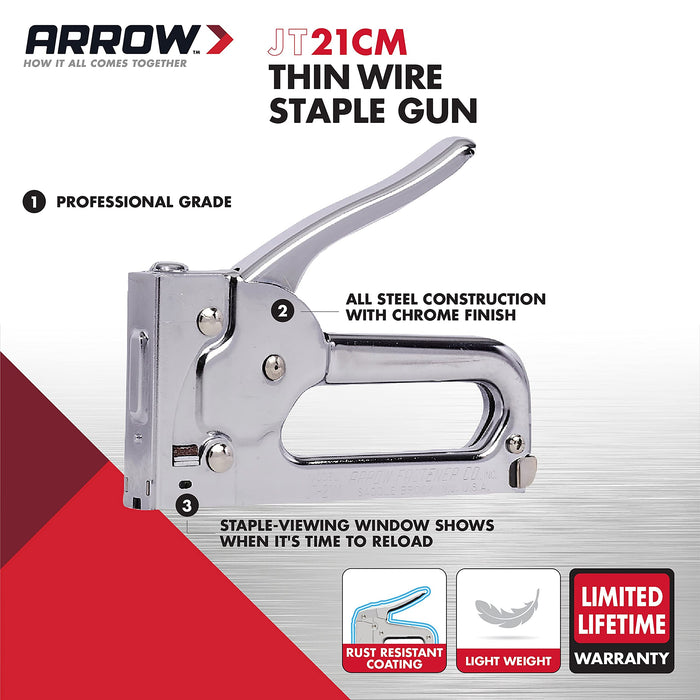 Arrow JT21C Staple Gun Tacker Silver