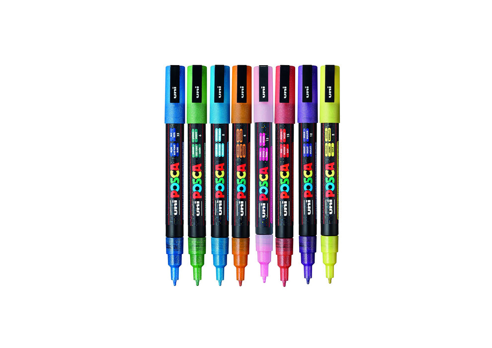 Posca PC-3M Paint Marker Assorted Sparkling Colours (Pack 8) - 153544857