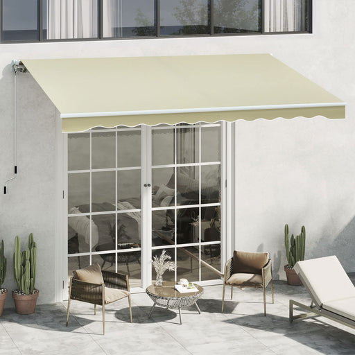 OutSunny Manual Retractable Awning, 3x2.5 m-Ivory White