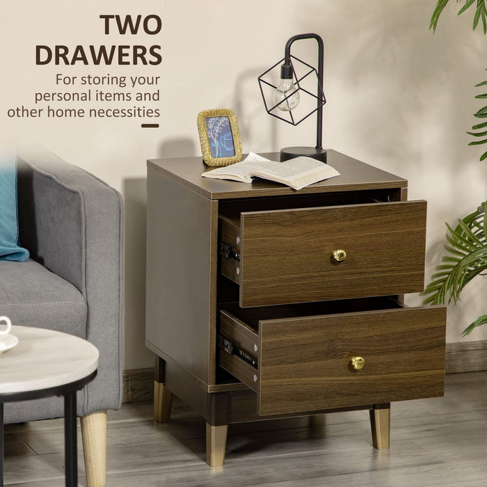 HOMCOM Bedside Table 831-533 Brown 423 (W) x 450 (D) x 580 (H) x 580 - 580 (H) mm