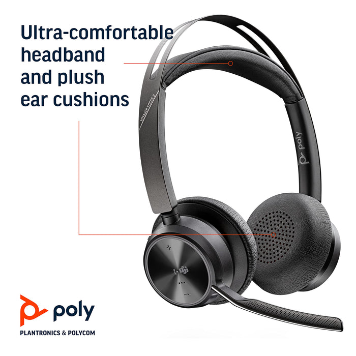 Poly Voyager Focus 2 UC-M Wired and Bluetooth Wireless Headset and Charge Stand