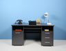 GERMANIA Home Office Desk with Anthracite Coloured Melamine Top and 3 Lockable Drawers 484 1,450 x 700 x 750 mm