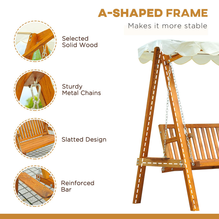 OutSunny Swing Bench Pine Wood, Polyester Brown 1,300 x 1,850 mm